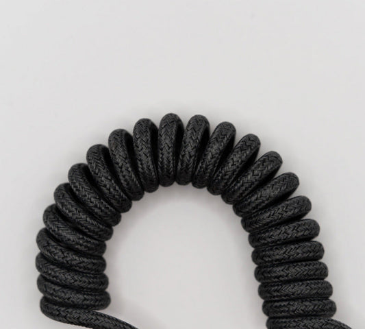 Cablu spiralat KBLU Loop cu înveliș textil împletit