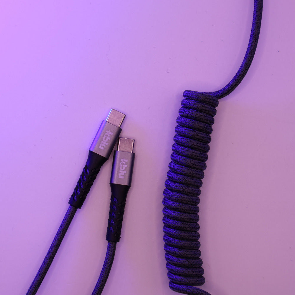 set 2x cablu auto spiralat kblu loop usb-c