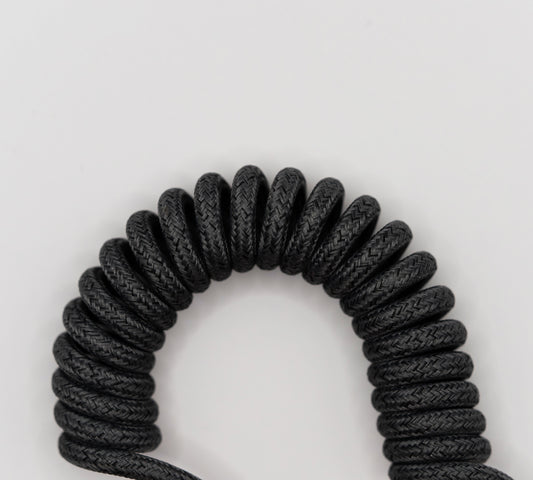 Cablu spiralat KBLU Loop cu înveliș textil împletit